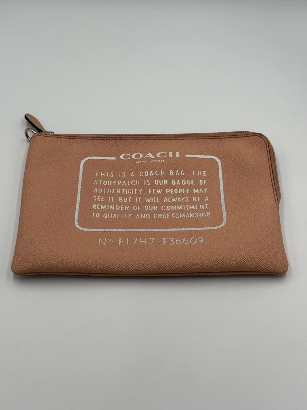Coach Tan Leather Logo Zip Pouch